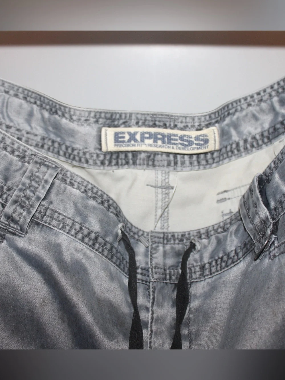 Vintage Thrifted y2k chrome-metallic cargo pants from EXPRESS
